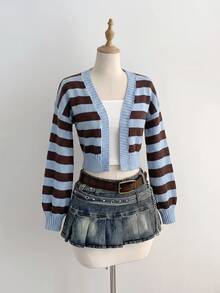 SHEIN MOD Women's Loose Striped Cardigan - Multicolor - View 4