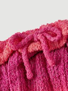 SHEIN MOD Women 1pc Pink Ombre Knit Strapless Bow Front Slim Crop Tube Top Sweet Cute Girl Elegant Y2K Going Out Fall Autumn Christmas Party Knitwear - Multicolor - View 11