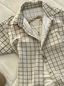 IslaSuriya Women's Casual Plaid Shirt Blouse For Summer - Multicolor - View 3