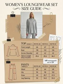 SHEIN Cotton Funnel Neck Drop Shoulder Tee Pants Lounge Grey Casual - Light Grey - View 7