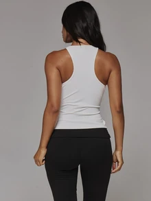 Musera Sport Scoop Neck Strappy Racer Back Active Top Sport Essentials Basics Gym Workout Autumn Fall Winter - White - View 5