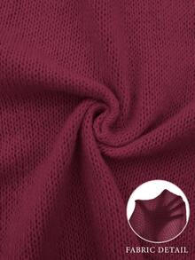 SHEIN LUNE Women's Casual Solid Color Batwing Sleeve Cardigan, Autumn/Winter - Red Violet - View 4