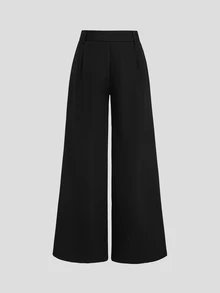 Sweetra Women's Lace Patchwork Commuter Office Work Low Waist Flare Slim Fit Long Pants Black Summer Classy Elegant - Black - View 2