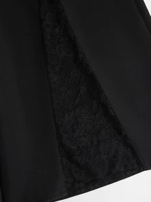 Sweetra Women's Lace Patchwork Commuter Office Work Low Waist Flare Slim Fit Long Pants Black Summer Classy Elegant - Black - View 3