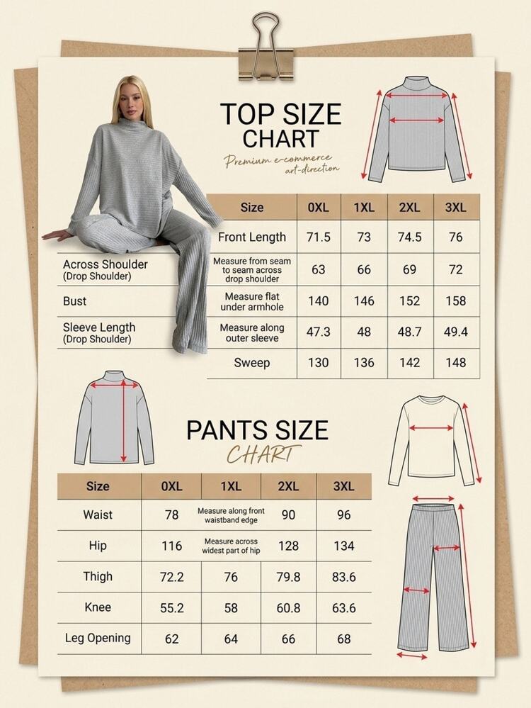 SHEIN Cotton Funnel Neck Drop Shoulder Tee Pants Travel Home Grey Casual Elegant - Light Grey - View 8