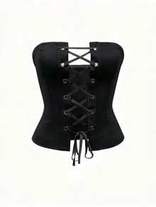 Rovax Women's Solid Color Tie-Up Design Casual Versatile Daily Wear Tube Top - Black - View 4