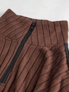 SHEIN Maternity Brown Regular Daily Top And Pants 2 Pieces Set Fall Photoshoot Formal Black Casual Baggy - Rust Brown - View 9