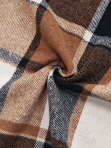 SHEIN Plaid Casual Daily Summer Maternity Pinafore Dress - Coffee Brown - View 4