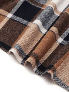SHEIN Plaid Casual Daily Summer Maternity Pinafore Dress - Coffee Brown - View 5