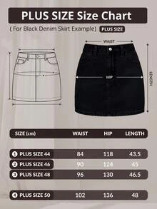 SHEIN Cottnline Solid Black Casual Alternative Baggy Traditional Denim Mini Skirt With Pockets Formal Going Out Brunch Summer Date Night - Black - View 8