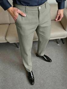 Calvornis 男士熱銷新款直筒長褲 正裝褲 INS風 適合四季日常穿著 休閒長褲 婚禮季 拍照出片 男友/丈夫必備禮物 男士休閒 Y2K - 淺灰色 - 查看 3