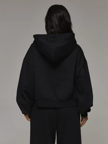 Musera Sport Zip Through Logo Front Hooded Sweatshirt Coord Top Only Sport Essentials Basics Autumn Fall Winter - Black - View 5