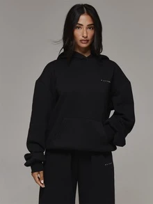 Musera Sport Sweatshirt Hoodie Oversized dengan Logo di Depan, Atasan Set Koord Saja, Sport Essentials Basics untuk Gym dan Olahraga, Musim Gugur dan Musim Dingin - Hitam - View 2