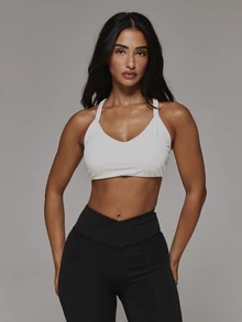 Musera Sport V Neck Strappy Back Active Sports Bra 2 Pieces Sports Bra Multipack Sport Essentials Basics Autumn Fall Winter - Black and White - View 2