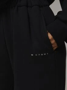 Musera Sport Logo Toggle Front Drawstring Waist Wide Leg Sweat Pants Joggers Coord Bottoms Only Sport Essentials Basics Gym Workout Fall Winter - Black - View 5