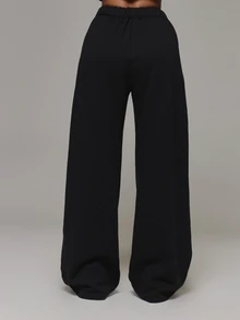Musera Sport Logo Toggle Front Drawstring Waist Wide Leg Sweat Pants Joggers Coord Bottoms Only Sport Essentials Basics Gym Workout Fall Winter - Black - View 4