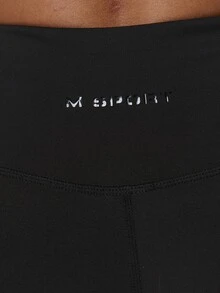 Musera Sport V Dipped Cross Over Front High Waist Fitted Logo Back Detail Active Leggings Sport Essentials Gym Workout Basics Autumn Fall Winter - Black - View 5