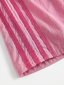 Kids Tween Girls Shorts Colorful Contrast Tape Shorts, 1pc Set, Back To School - Pink - View 7
