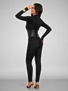 SHEIN Tall Women's Tall Jumpsuit, Sexy And Charming Halloween Style - Black - View 6