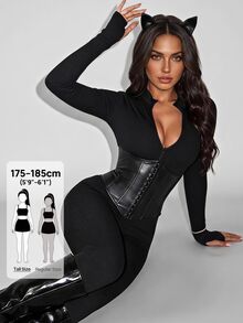 SHEIN Tall Women's Tall Jumpsuit, Sexy And Charming Halloween Style - Black - View 1