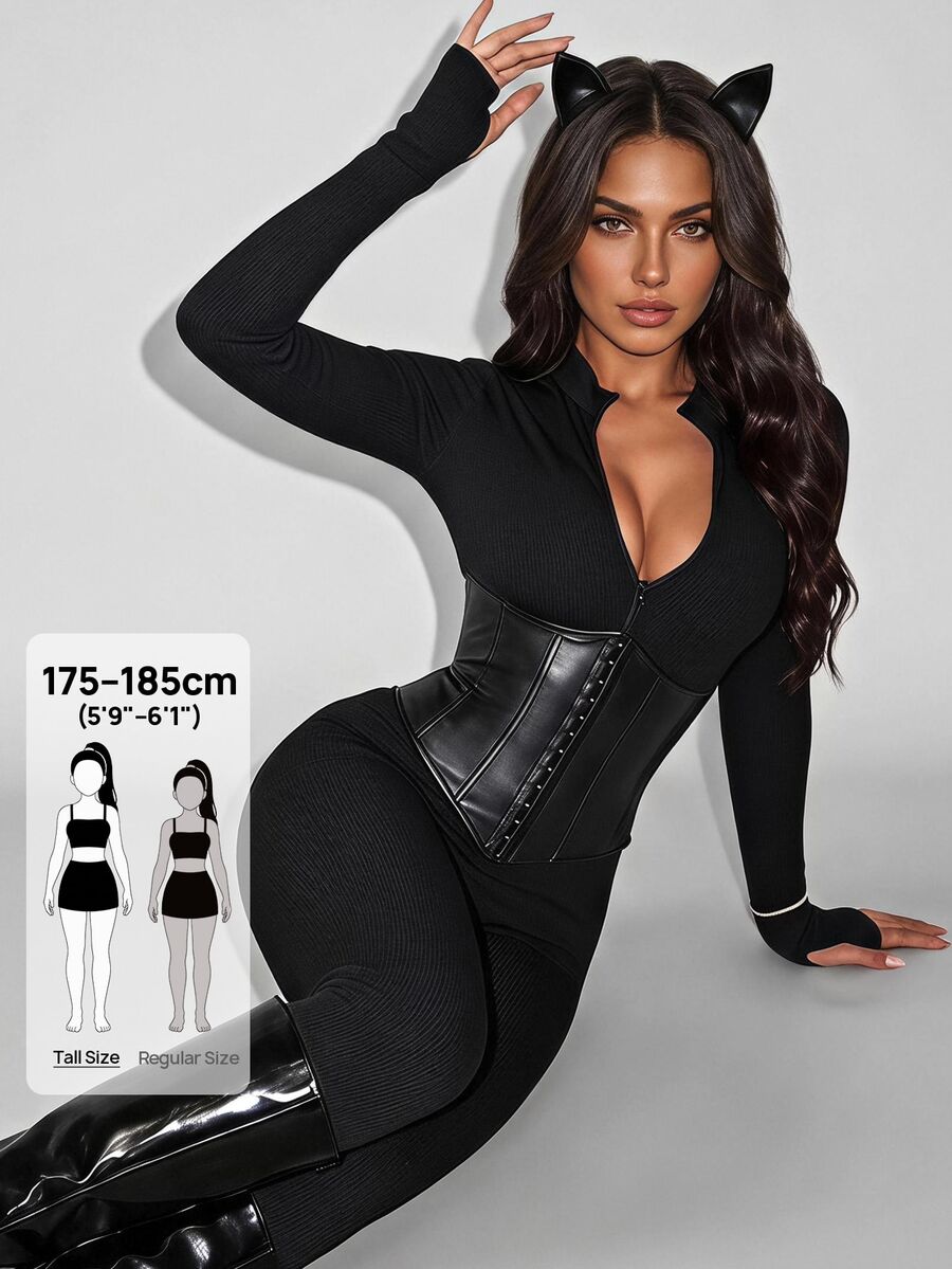 SHEIN Tall Women's Tall Jumpsuit, Sexy And Charming Halloween Style - Black - View 1
