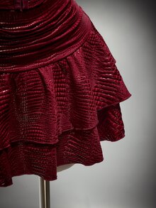 SHEIN ICON Plus Size Solid Color V-Neck Halter Top And Ruched Skirt Sexy Two Pieces Set - Burgundy - View 10