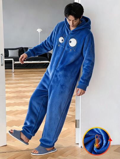 Teen Boys Pajamas Autumn/Winter Fashion Grey Flannel Hooded Shark Design Plush Long Sleeve Jumpsuit Loungewear Sleepwear Home Wear