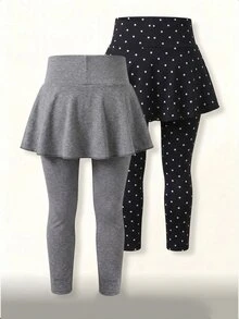 Elladie kids 2pcs/Set Girls Casual &Butterfily Graphic Print Skirt And Leggings Set. Autumn Fall - Multicolor - View 3