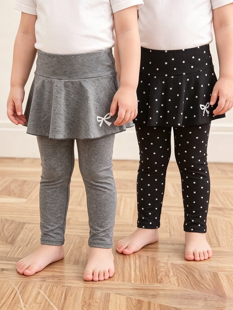 Elladie kids 2pcs/Set Girls Casual &Butterfily Graphic Print Skirt And Leggings Set. Autumn Fall - Multicolor - View 5