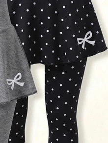 Elladie kids 2pcs/Set Girls Casual &Butterfily Graphic Print Skirt And Leggings Set. Autumn Fall - Multicolor - View 7