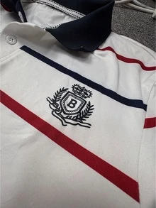 Resyla Men 男士字母印花休闲通勤条纹Polo衫 - 彩色 - 查看 7