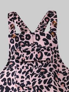 SHEIN Elladie kids ملابس صوفية للبنات المراهقات، أسلوب خريف/شتاء جديد، طباعة نمر عتيقة أنيقة باللون الأسود والوردي، تصميم جيب أمامي - متعدد الألوان - مشاهدة 5