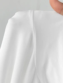 SHEIN PETITE Solid Zip Up Bomber Jacket In Fall/Winter - White - View 7