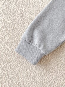 SHEIN 秋冬女童連帽拉鍊外套－混搭街頭風，保暖針織面料，微寬鬆版型適應成長，校園與街頭穿搭，瞬間變身活力女孩！ - 灰色 - 查看 7