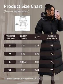 Rafferiza Fax Fur Hooded Belted And Pocket Detailed Elegant Style Black Color Long Winter Coats - Black - View 6