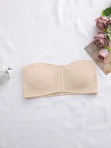 Sujetador con cierre delantero acolchado y push-up para mujer - Beis - Ver 6