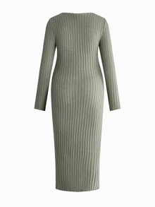 Modmama 2pcs Maternity Simple Versatile Long Sleeve Side Slit Dress Fall - Multicolor - View 10