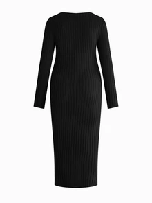 Modmama 2pcs Maternity Simple Versatile Long Sleeve Side Slit Dress Fall - Multicolor - View 8