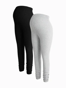 Modmama 2PCS Maternity Leggings - Multicolor - View 10