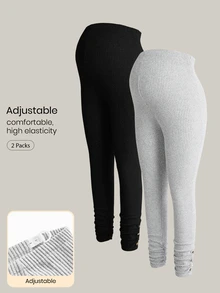 Modmama 2PCS Maternity Leggings - Multicolor - View 2