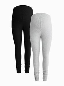Modmama 2PCS Maternity Leggings - Multicolor - View 13