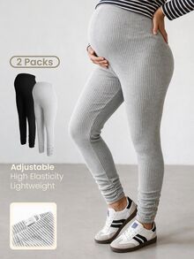 Modmama 2PCS Maternity Leggings - Multicolor - View 1