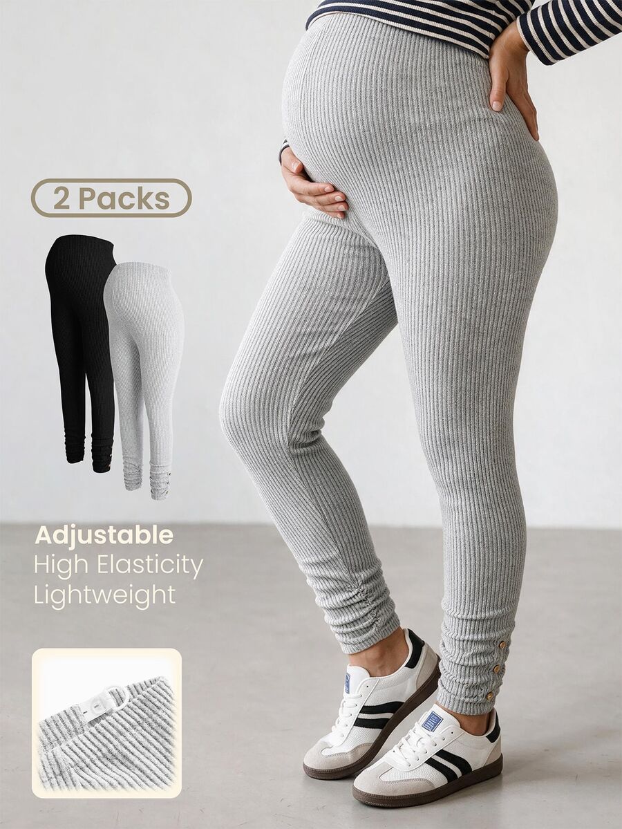 Modmama 2PCS Maternity Leggings - Multicolor - View 1