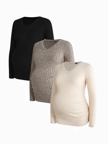 Modmama 3PCS Maternity T-Shirts Fall - Multicolor - View 16
