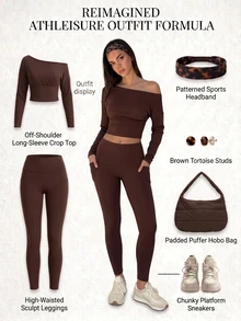 Fluxe Women's Asymmetric Neck Long Sleeve T-Shirt And Leggings Sports Set - Maroon - View 4