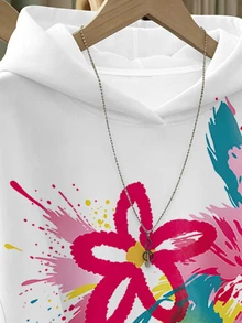 Tween Girls Sweet Faux Pearl Bow Print Sweatshirt Cozy Fall Winter Styles Suitable For Autumn Back To School Everyday White Streetwear Casual Graphic - Multicolor - View 6