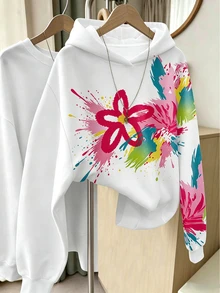 Tween Girls Sweet Faux Pearl Bow Print Sweatshirt Cozy Fall Winter Styles Suitable For Autumn Back To School Everyday White Streetwear Casual Graphic - Multicolor - View 4