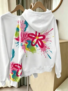Tween Girls Sweet Faux Pearl Bow Print Sweatshirt Cozy Fall Winter Styles Suitable For Autumn Back To School Everyday White Streetwear Casual Graphic - Multicolor - View 2