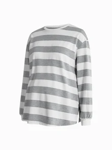 Modmama Maternity Autumn/Winter Casual Striped Top And Pants 2 Pieces Set Fall - Grey - View 8