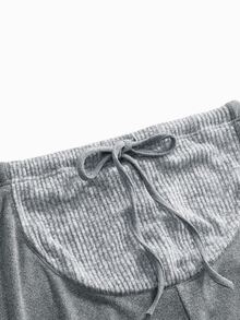 Modmama Maternity Colorblock Waist Tie Casual Versatile Leggings - Grey - View 4